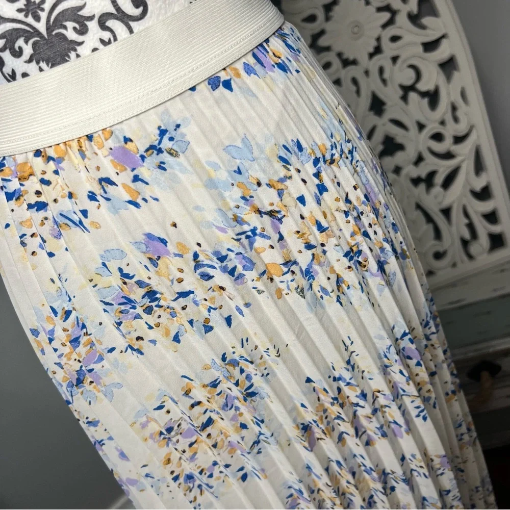 Vince Camuto Boho Pleated Floral Pull On Skirt Size XXL Wedidng Guest - Picture 4 of 11